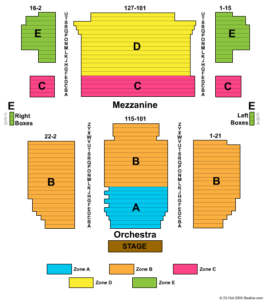 Neil Simon Theatre Ragtime Zone Seating Chart